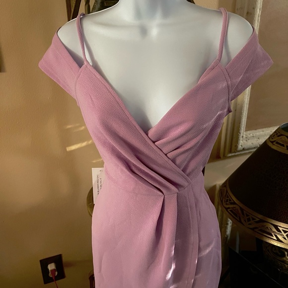 A|X PARIS Lilac Off The Shoulder Strappy Wrap Around Dress - Picture 8 of 15